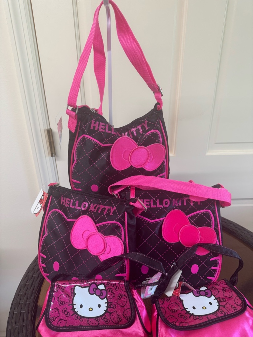 Hello Kitty Black and Hot Pink Quilted Crossbody & Mini Bags. This is for ALL.